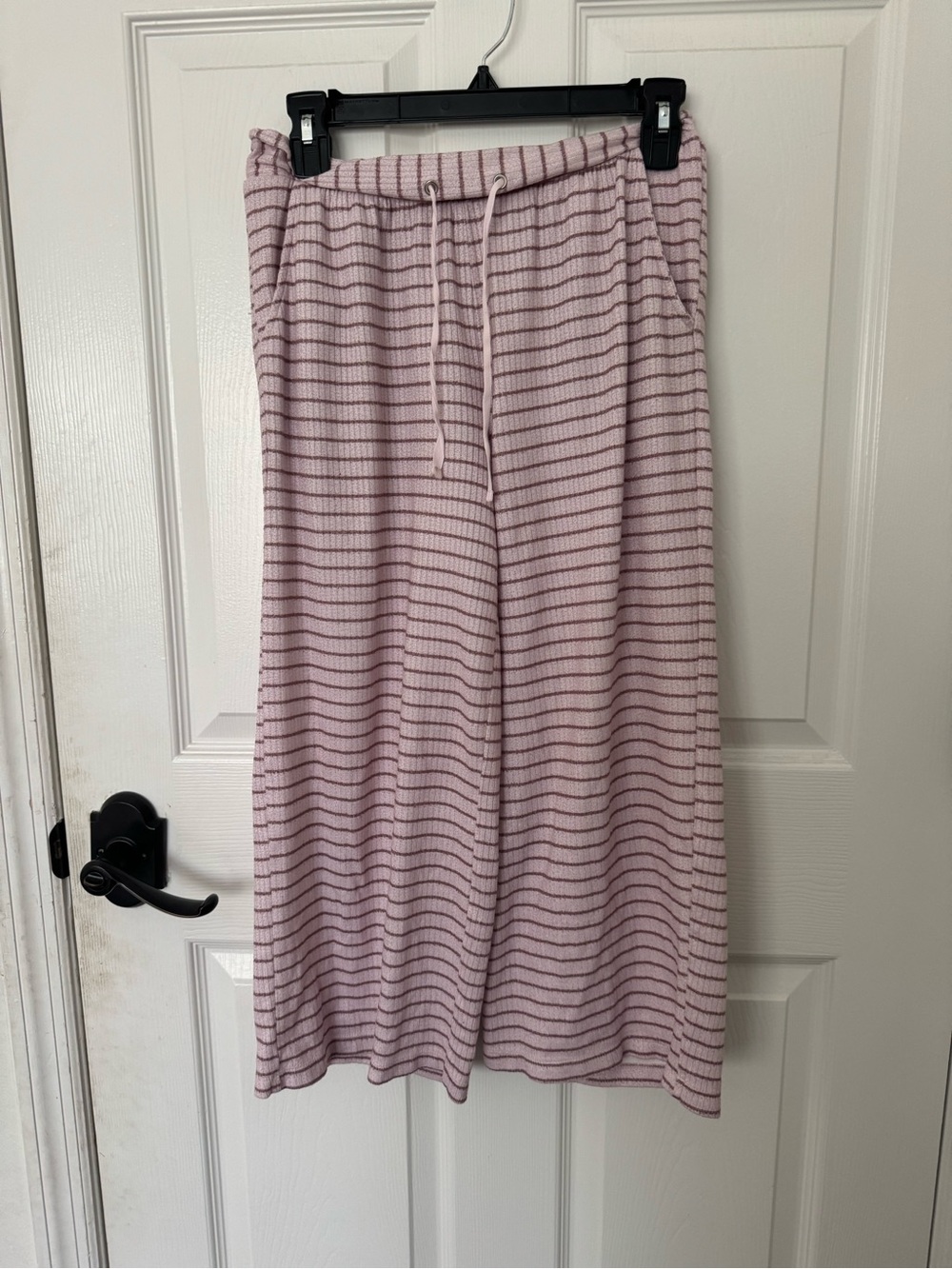 Splendid striped rib-knit wide-leg loungewear pants XS